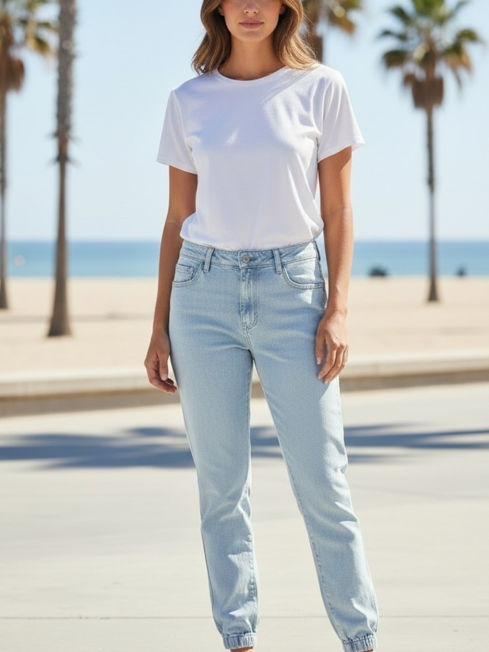 Gabrielle Union Light Wash Jogger Jeans Women's XS | Stretch Denim Elastic Ankle